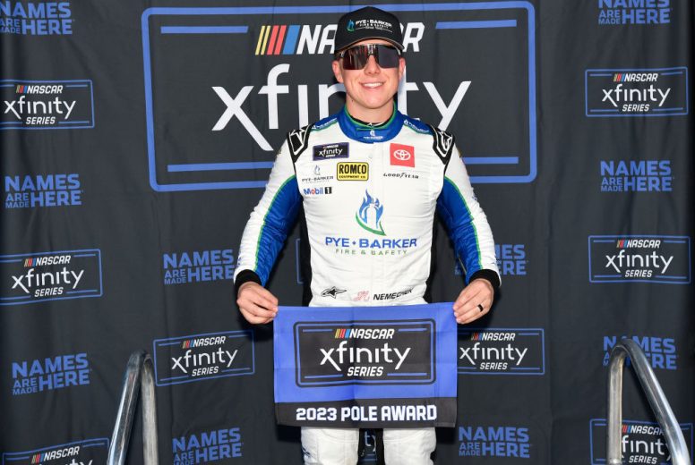 John Hunter Nemechek poses with pole award