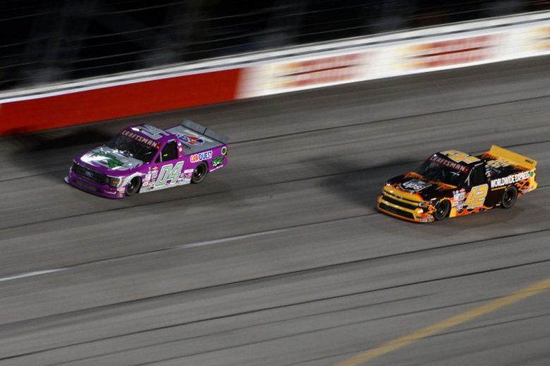 Carson Hocevar and Johnny Sauter race at Darlington