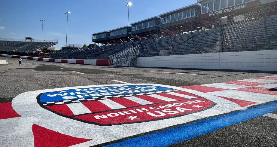 A general view of North Wilkesboro's logo on the track.
