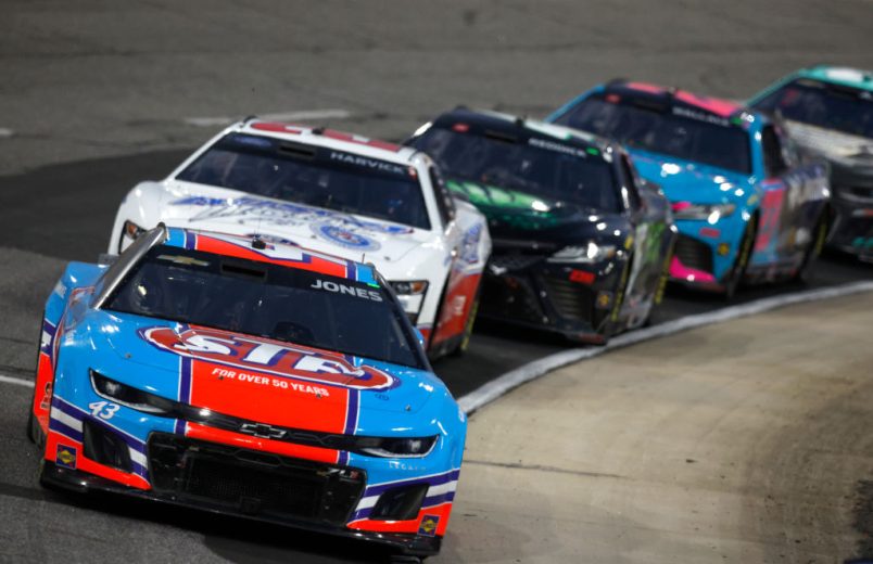 Cup cars drive at North Wilkesboro
