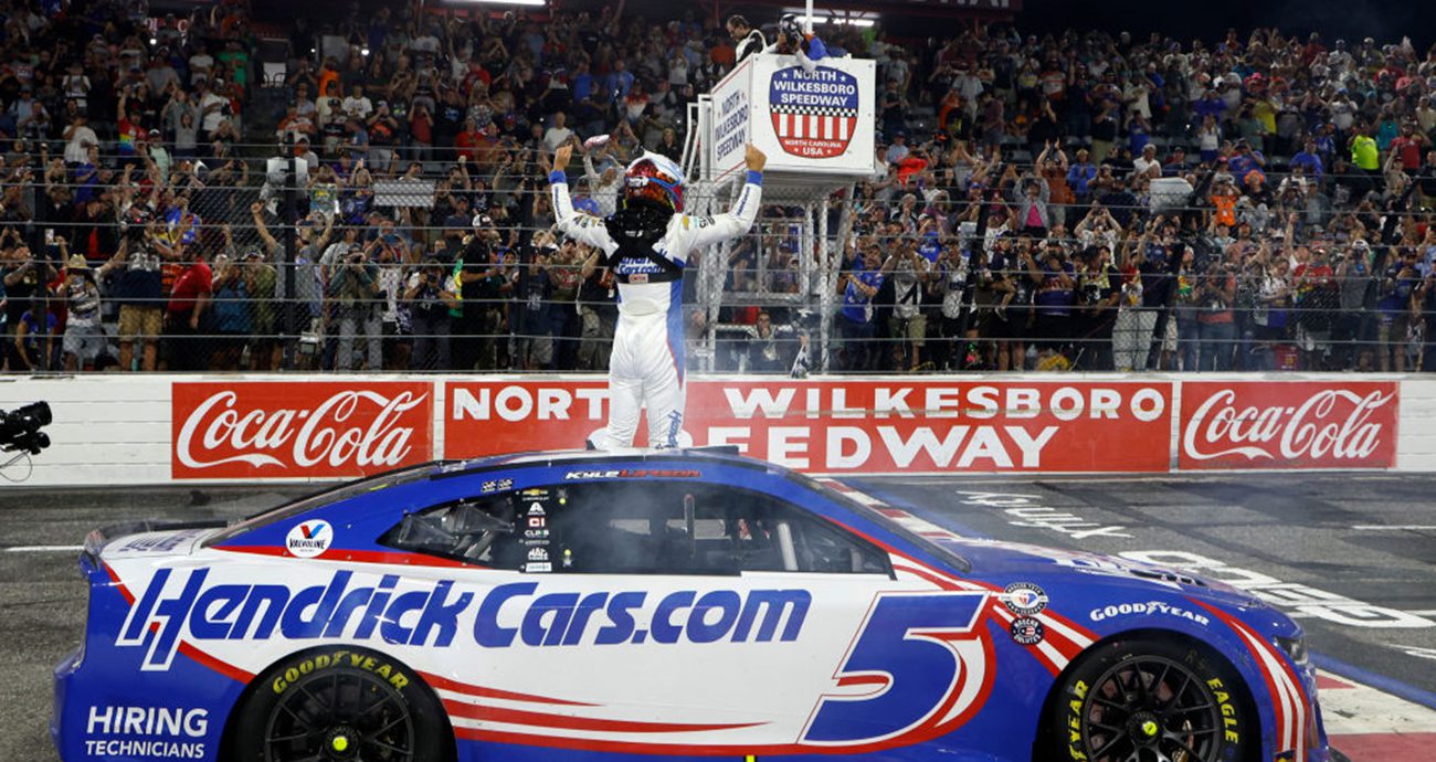 Kyle Larson celebrates