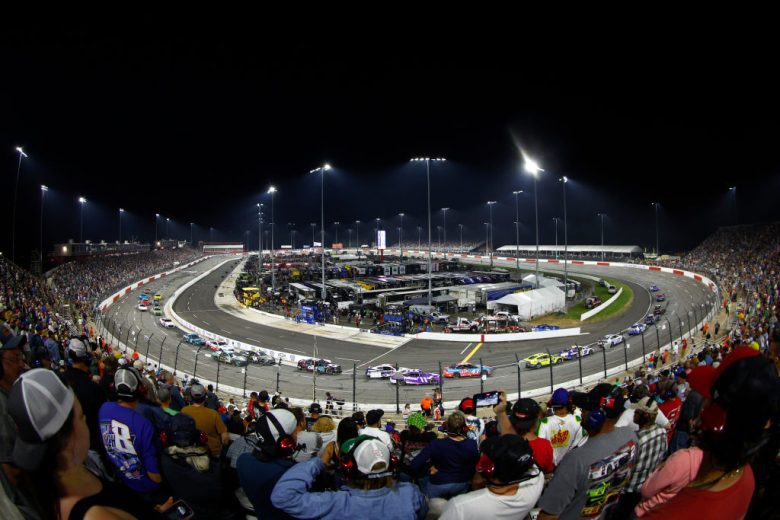 Cup cars drive at North Wilkesboro