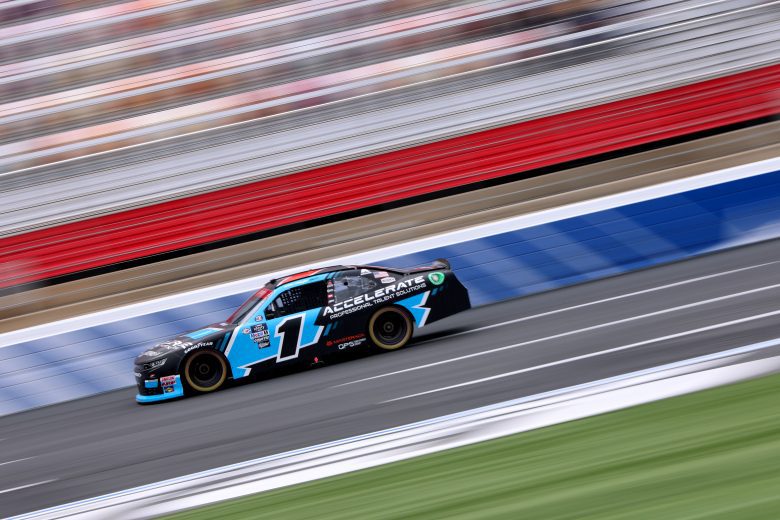 CONCORD, NORTH CAROLINA - MAY 26: Sam Mayer, driver of the #1 Accelerate Pros Talent Chevrolet, drives during practice for the NASCAR Xfinity Series Alsco Uniforms 300 at Charlotte Motor Speedway on May 26, 2023 in Concord, North Carolina. (Photo by David Jensen/Getty Images)