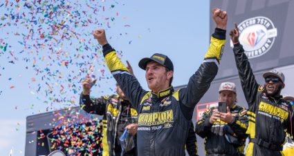 Grant Enfinger celebrates in Victory Lane at St. Louis.