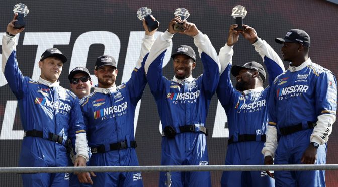 Featured Image for NASCAR Garage 56 crew wins Pit Stop Challenge at Le Mans