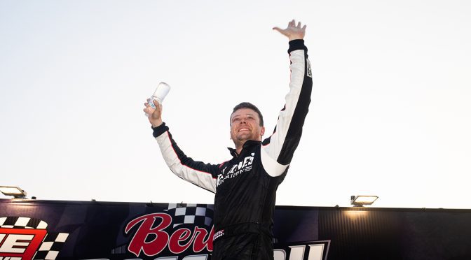 Featured Image for An emotional Erik Jones earns his first Money in the Bank 150 victory at Berlin Raceway