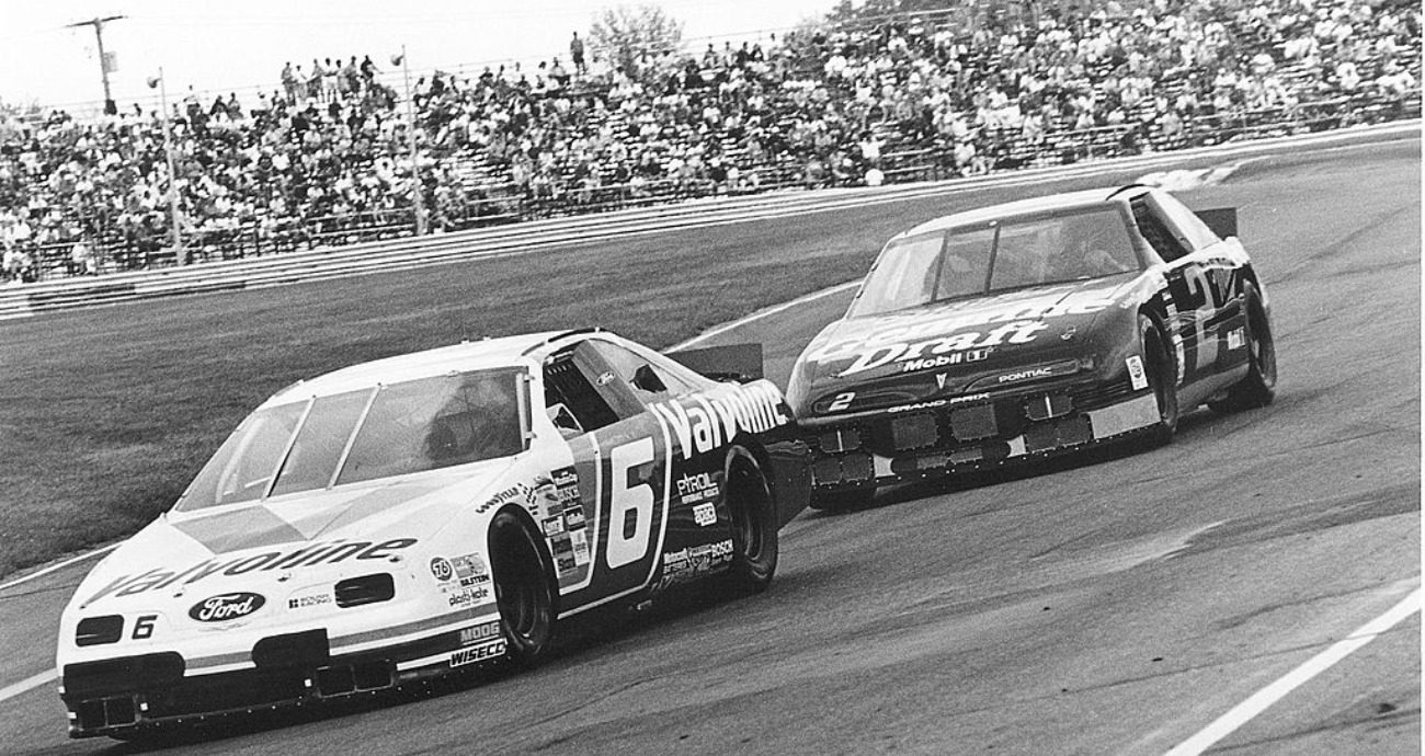 Mark Martin and Rusty Wallace race at Watkins Glen in a NASCAR Cup Series race