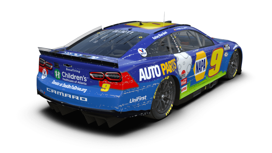 A view of Chase Elliott's DESI9N TO DRIVE No. 9 Chevrolet.