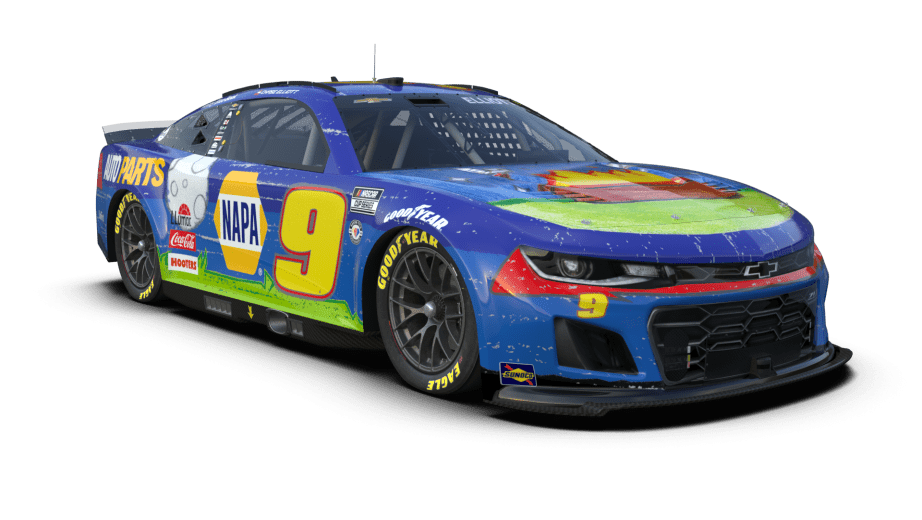 A view of Chase Elliott's DESI9N TO DRIVE No. 9 Chevrolet.
