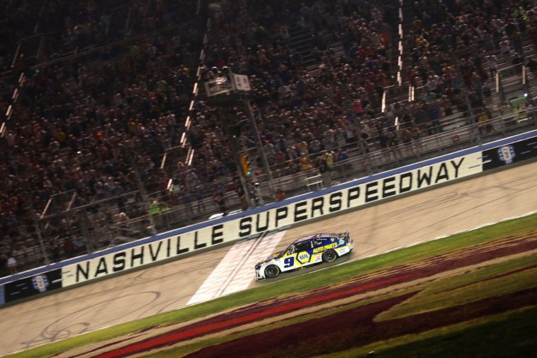 Chase Elliott drives at Nashville Superspeedway