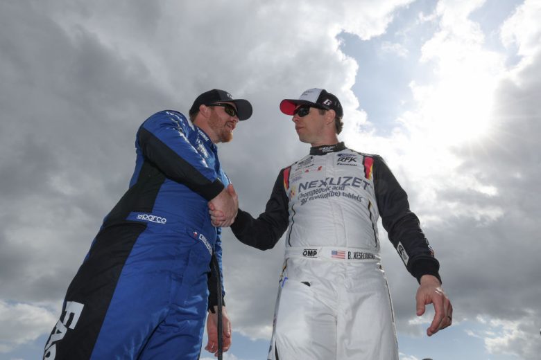 Chris Buescher and Brad Keselowski shake hands