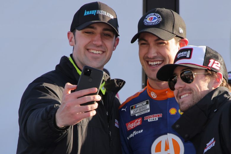Austin Cindric, Joey Logano and Ryan Blaney pose for a photo