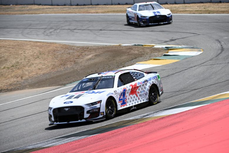 Kevin Harvick and Chase Briscoe race at Sonoma