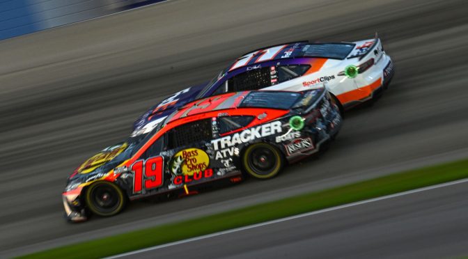Featured image for Teammates Truex Jr., Hamlin come up short chasing down Chastain at Nashville