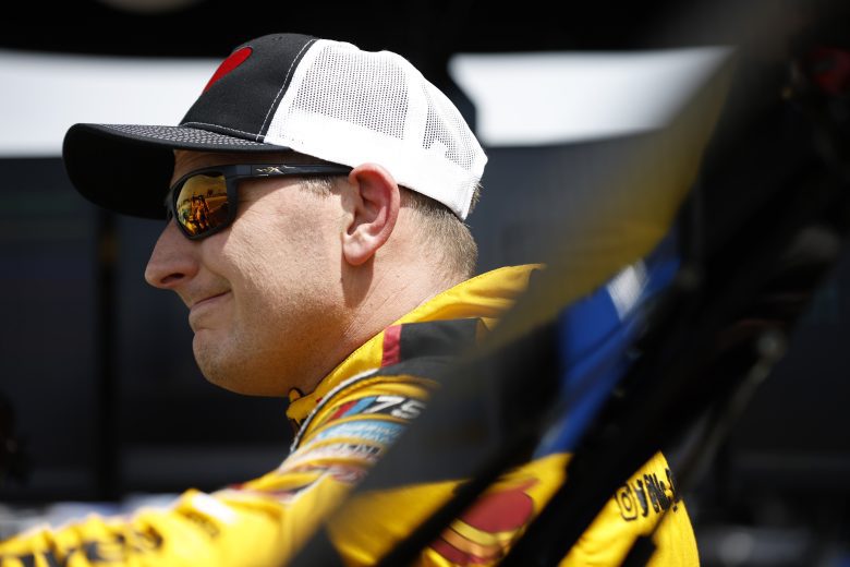 SONOMA, CALIFORNIA - JUNE 10: Michael McDowell, driver of the #34 Love's Travel Stops Ford, looks on during qualifying for the NASCAR Cup Series Toyota / Save Mart 350 at Sonoma Raceway on June 10, 2023 in Sonoma, California. (Photo by Sean Gardner/Getty Images)