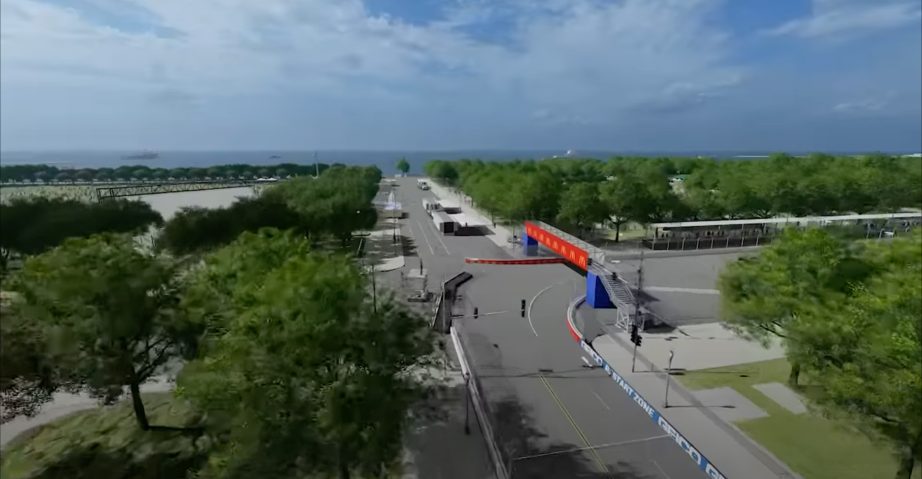 A general rendition of Turn 12 of the Chicago Street Course.