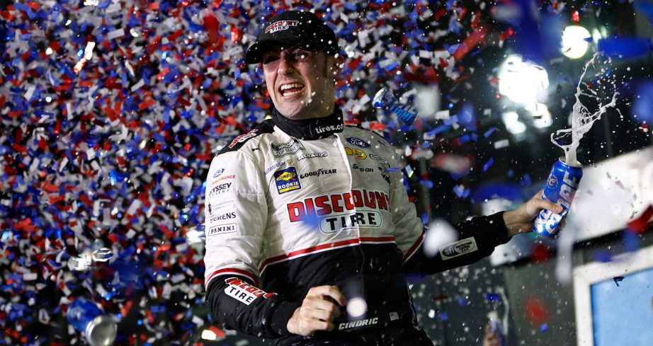 Austin Cindric celebrates win in Victory Lane.