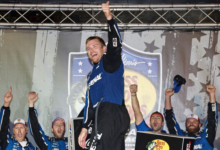 Chris Buescher celebrates win.