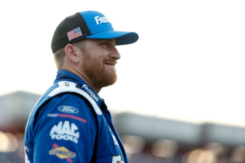 Chris Buescher looks on
