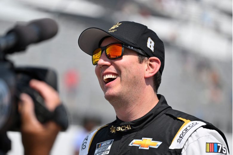 Kyle Busch looks on