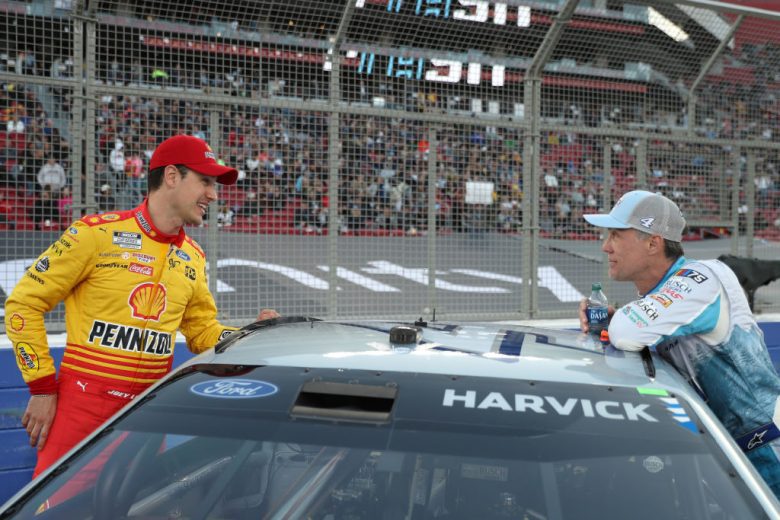 Joey Logano and Kevin Harvick talk.