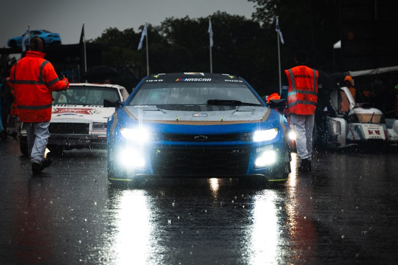 The Garage 56 entry in the rain at Goodwood.