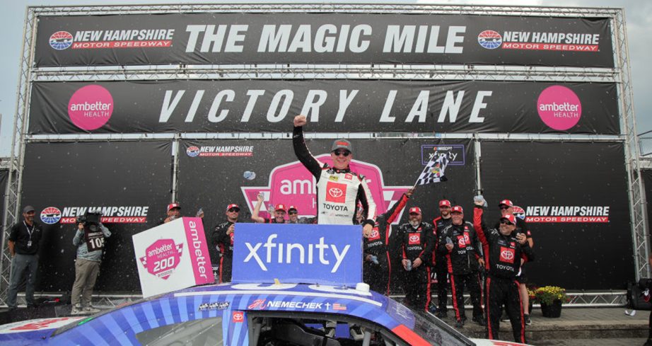 John Hunter Nemechek celebrates in Victory Lane