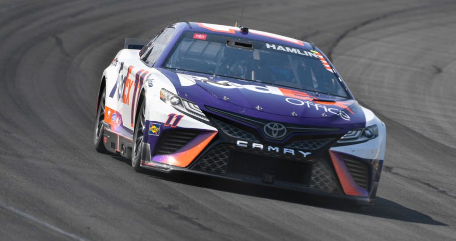 Denny Hamlin drives at Pocono