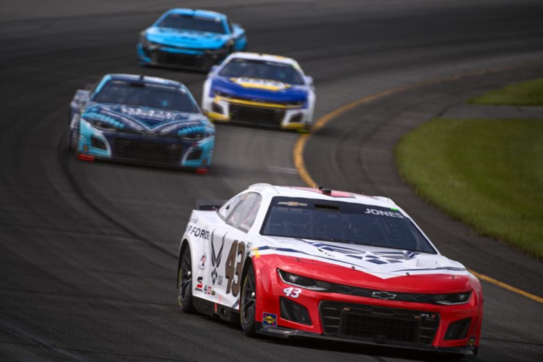 Erik Jones races at Pocono Raceway.