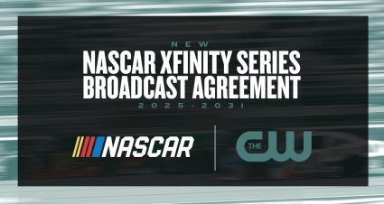 A graphic with the NASCAR and The CW Network logos