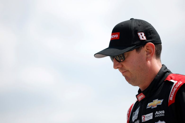 Kyle Busch looks down