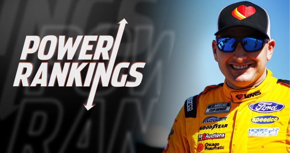 Michael McDowell is flanked by the NASCAR.com Power Rankings graphic