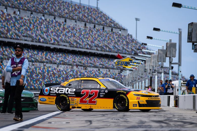 Jeb Burton goes to the garage