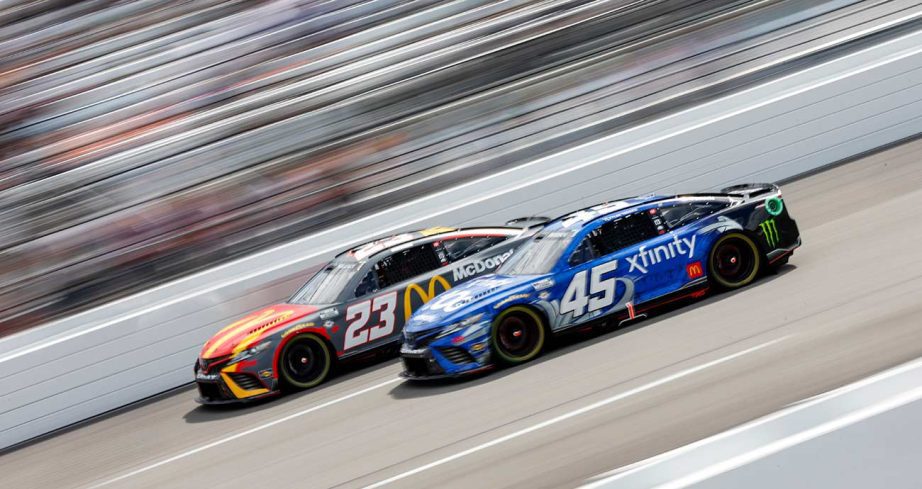 Bubba Wallace in the No. 23 Toyota and Tyler Reddick in the No. 45 Toyota at Richmond Raceway