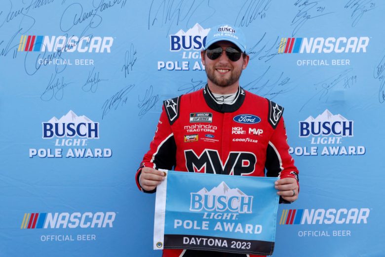 Chase Briscoe poses with pole award