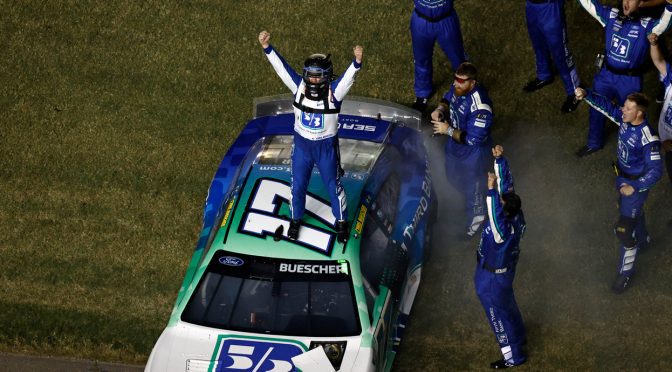 Chris Buescher wins regular-season finale at Daytona; Wallace makes playoffs