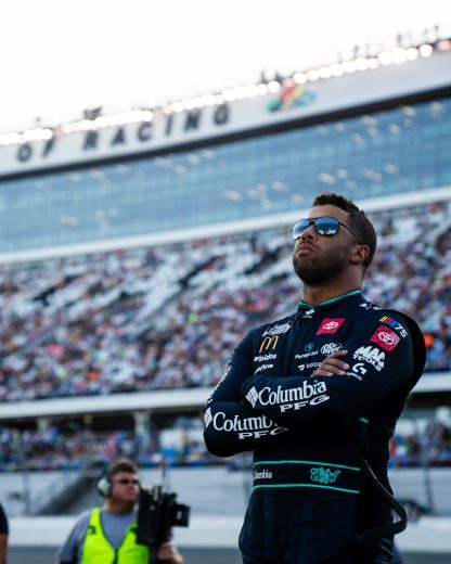 Bubba Wallace looks on at Daytona.