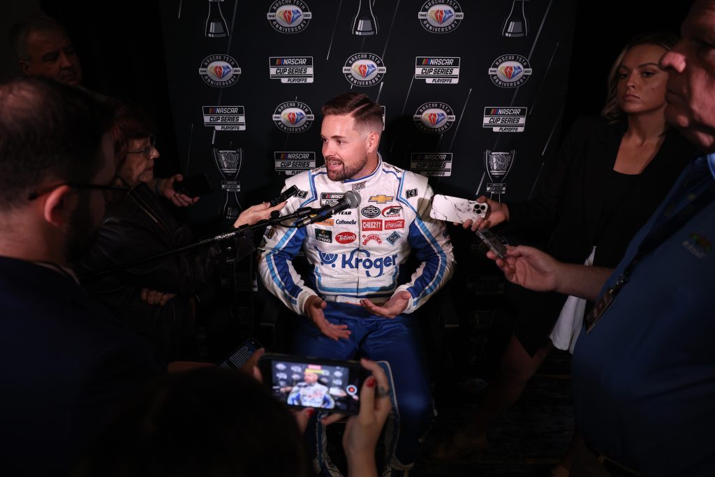 Ricky Stenhouse Jr. answers questions during NASCAR Playoffs Media Day