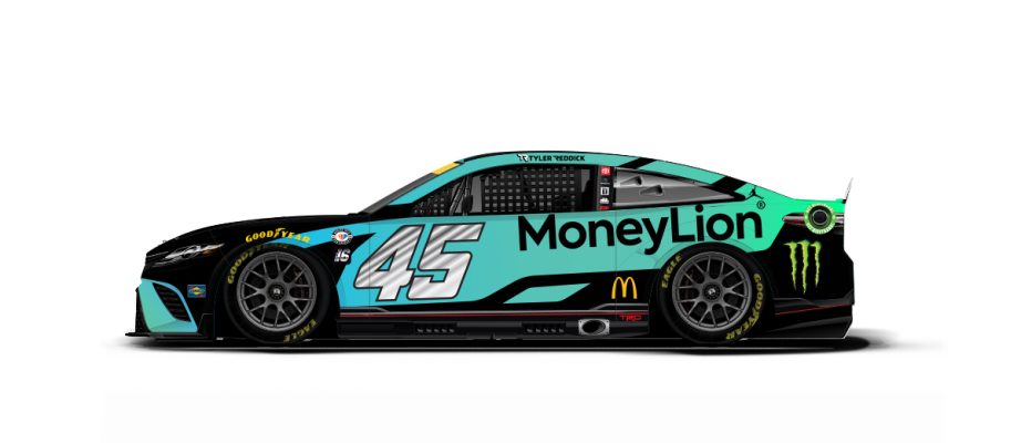 A general rendition of Tyler Reddick's No. 45 Toyota.