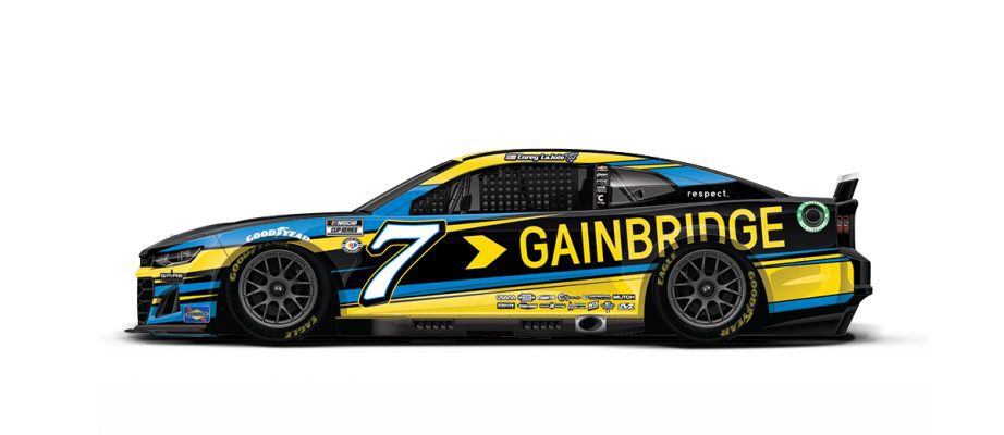 A general rendition of Corey LaJoie's No. 7 Chevrolet.