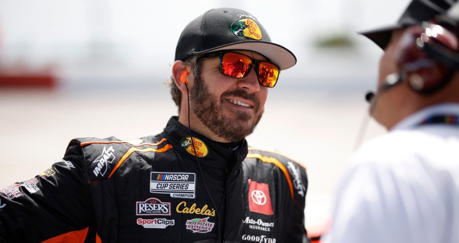 Martin Truex Jr. talks while on the grid at Darlington