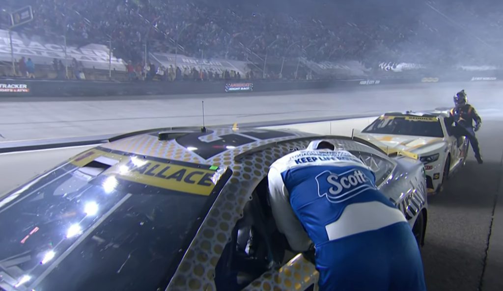 Ricky Stenhouse Jr. speaks to Bubba Wallace