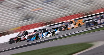 Kyle Busch Motorsports teammates Jack Wood (51) and Chase Purdy race at Atlanta Motor Speedway