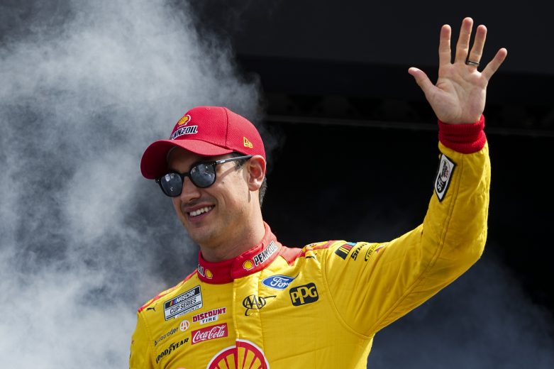 Joey Logano waving in driver intros