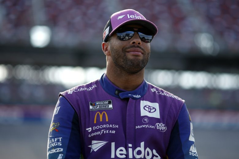 Bubba Wallace looks on during qualifying