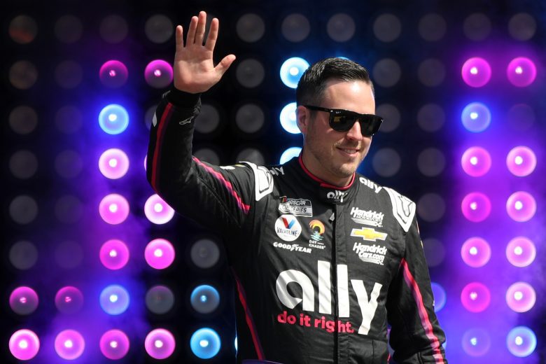 Alex Bowman walking the stage for driver intro
