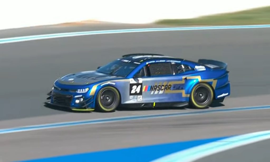 NASCAR Garage 56 car makes a lap at Charlotte Motor Speedway Road Course (Roval)