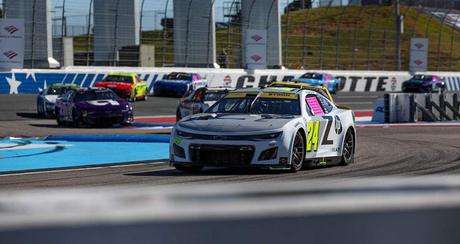 William Byron's No. 24 Chevrolet works through the backstretch chicane at the Charlotte Roval
