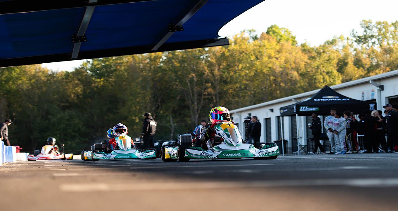 Drivers heading out to practice at Trackhouse Motorplex