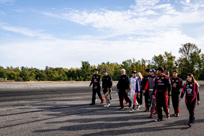 Drivers during the track walk prior to the late model evaluation for the Advance Auto Parts Drive for Diversity Combine at Florence Motor Speedway